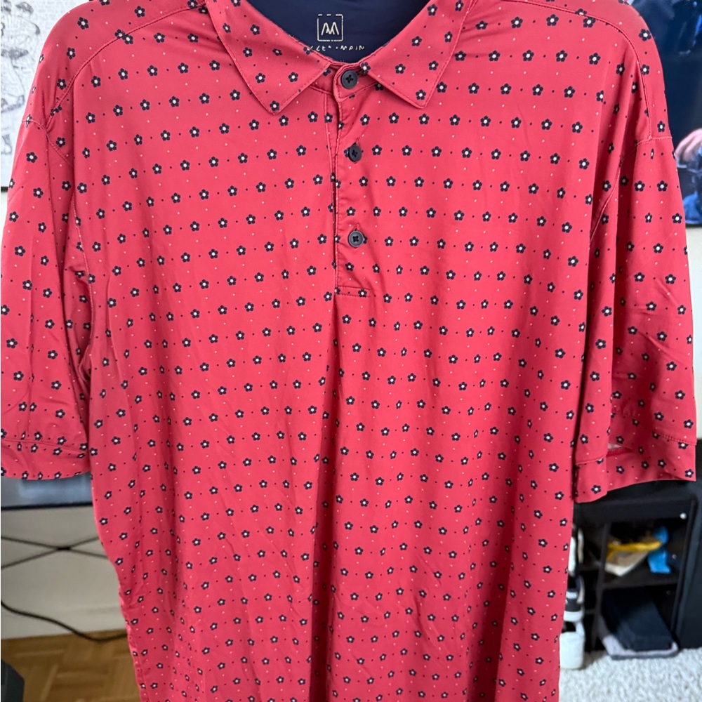 Men's Red Patterned Golf Polo